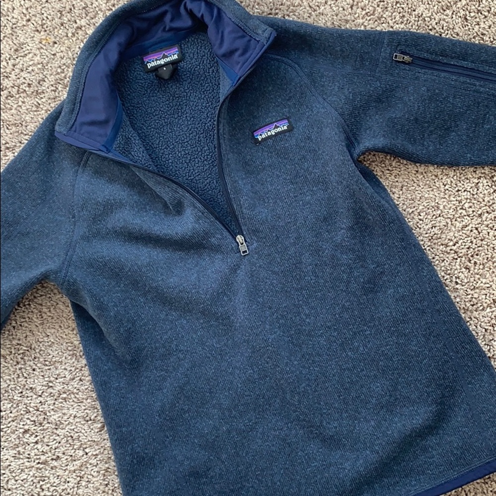 S Blue Patagonia quarter zip with collar. Like new